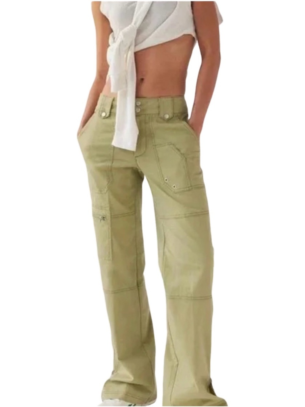 BDG Y2K Urban Outfitters Olive Green Utility Cargo Sz 2 30” Pants Zippered